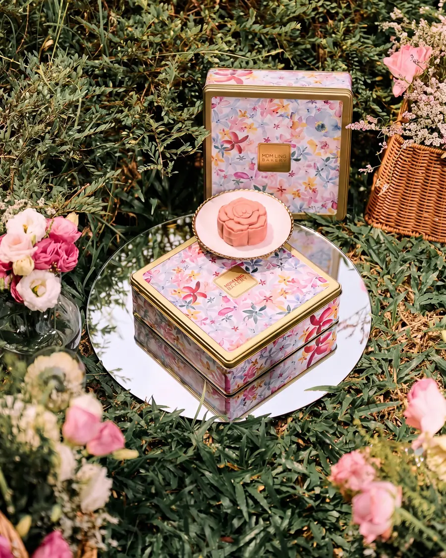 The Painted Garden keepsake tin on the garden table